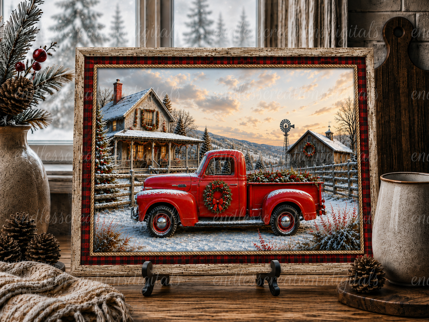 RED TRUCK CHRISTMAS CUTTING BOARD DESIGN