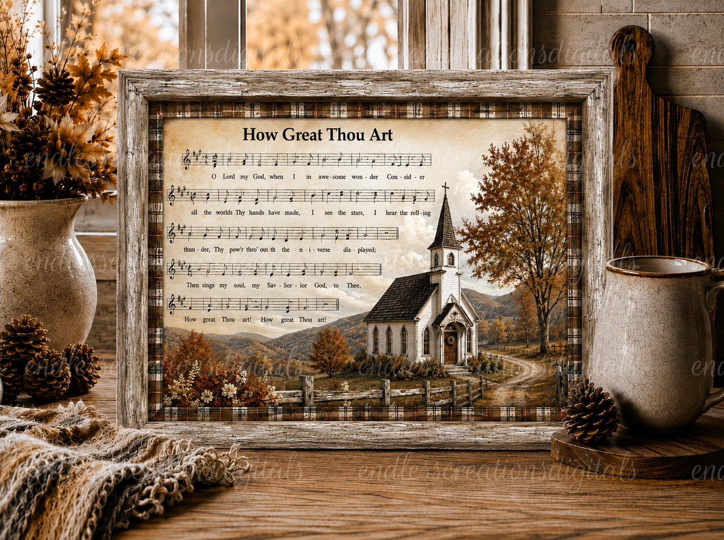HOW GREAT THOU ART FALL CUTTING BOARD DESIGN