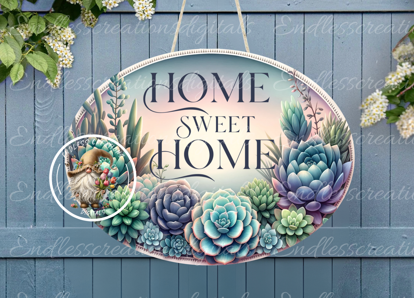 HOME SWEET HOME SUCCULENT OVAL DIGITAL