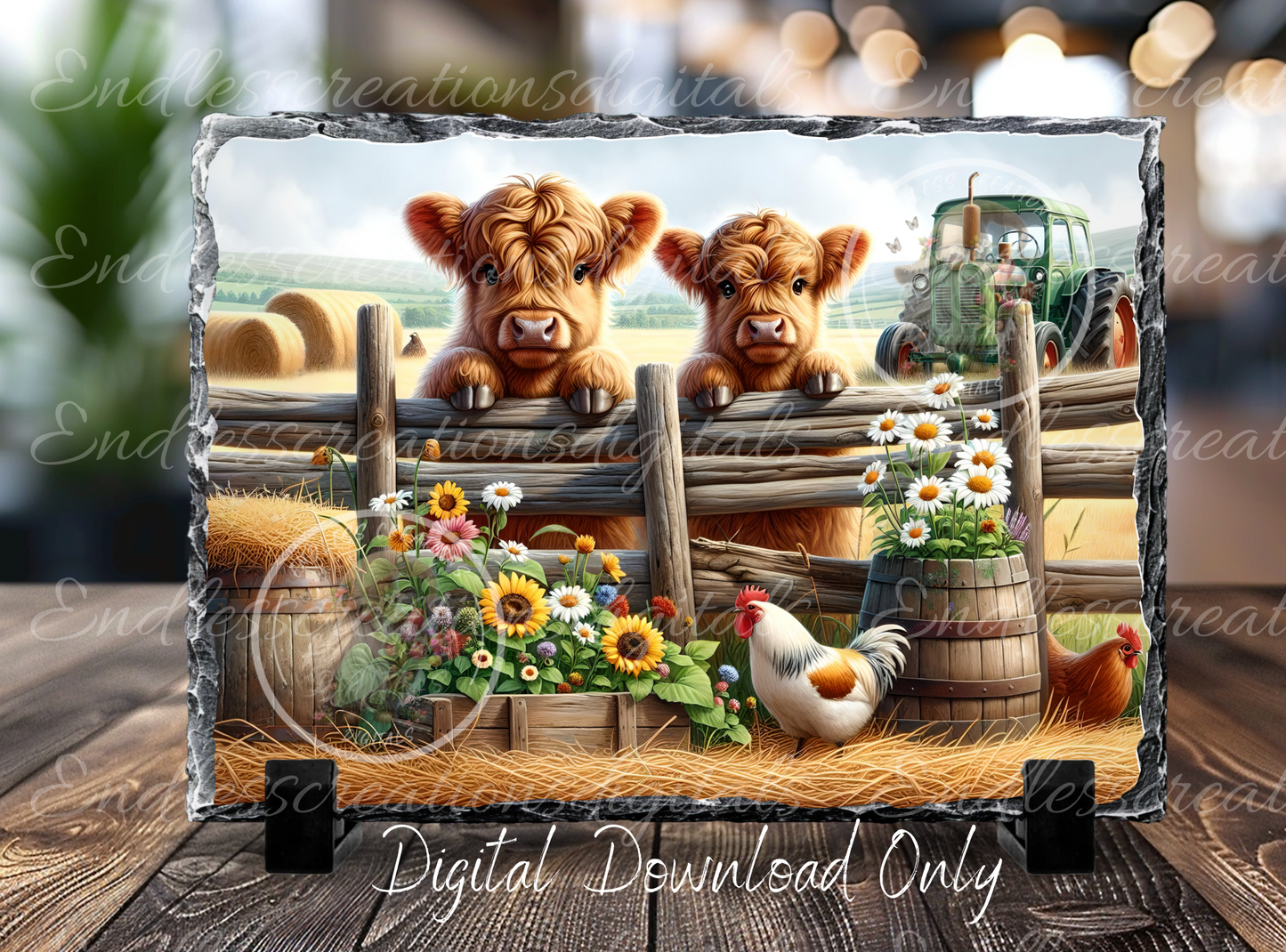 HIGHLAND COW/ROOSTER RECTANGLE