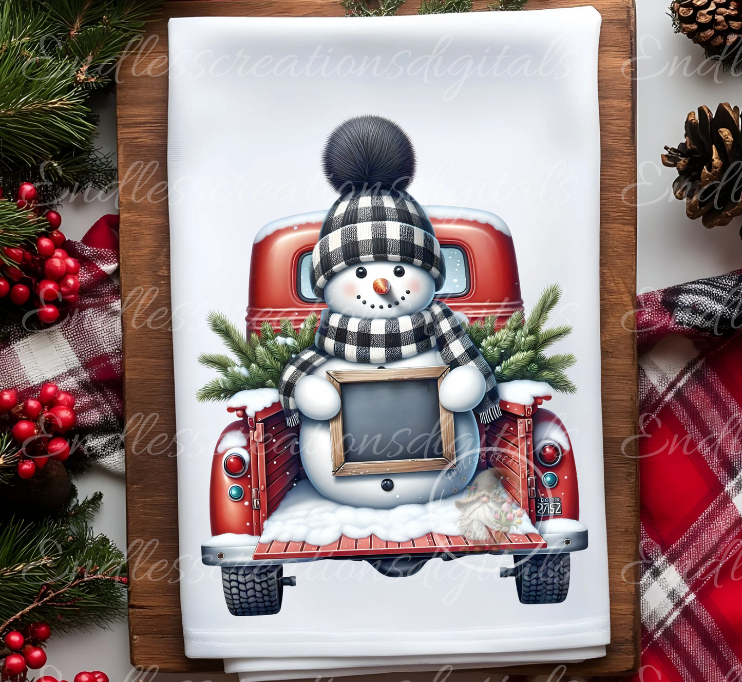 SNOWMAN IN RED TRUCK WINTER TRANSPARENCIES