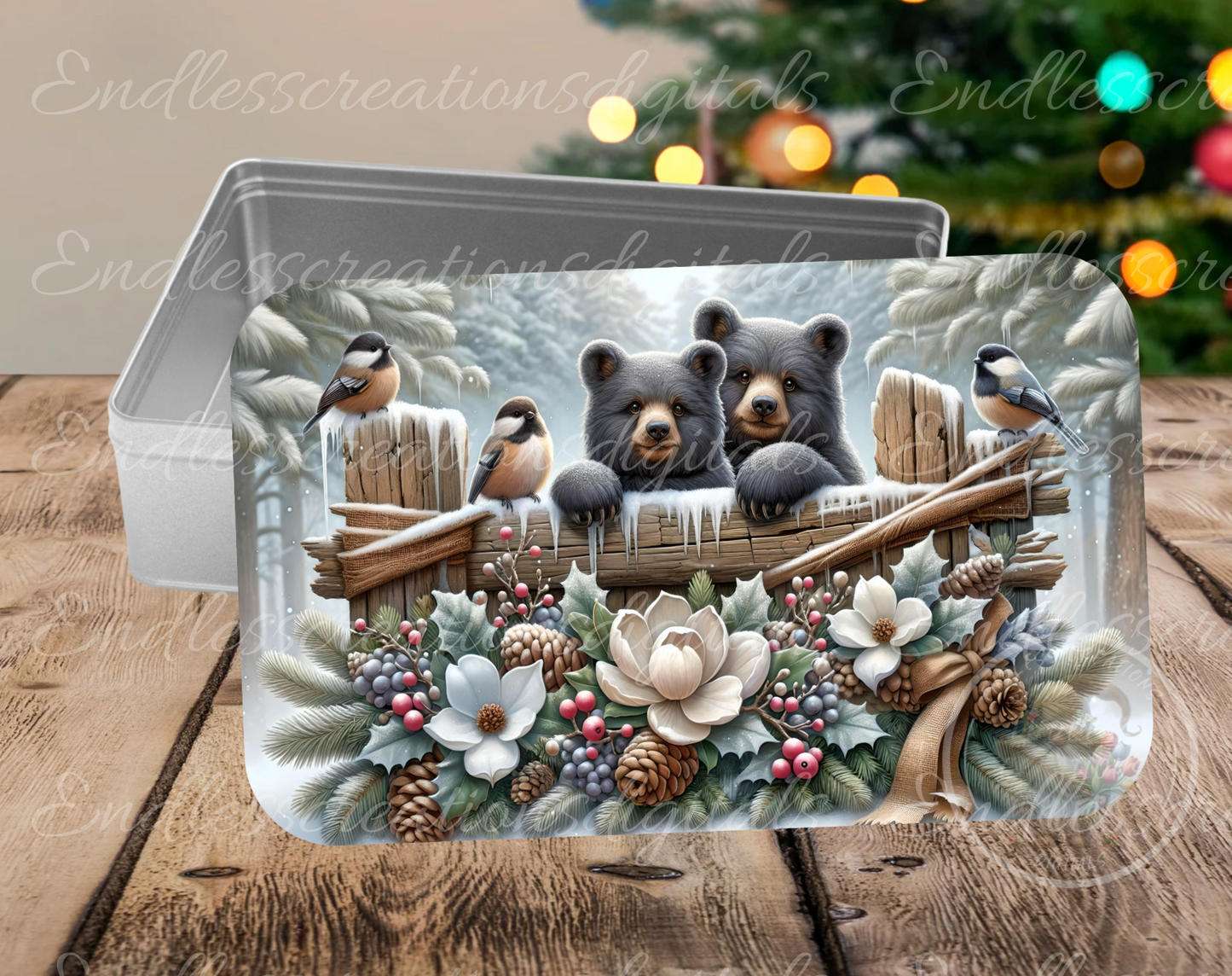 WINTER BLACK BEARS RECTANGLE/TINS