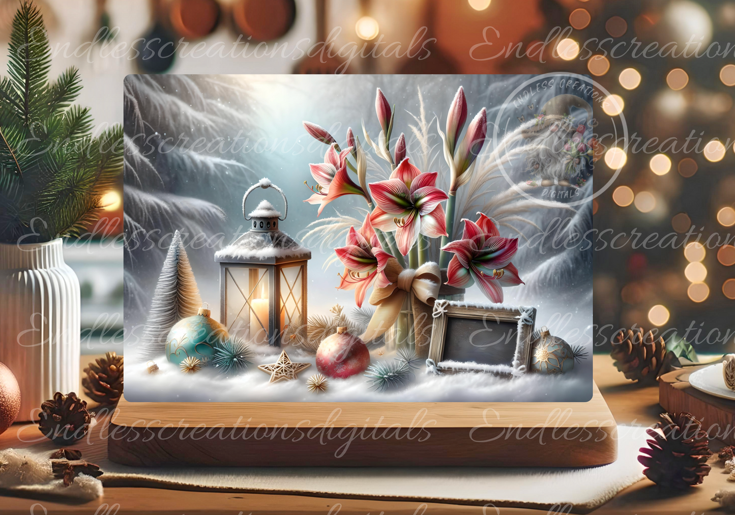 WINTER BLESSINGS AMARYLLIS RECTANGLE/TINS