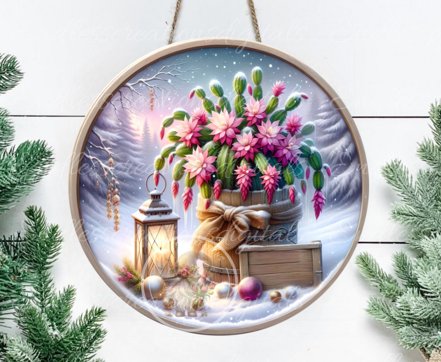 WINTER CACTUS PLANT ROUND