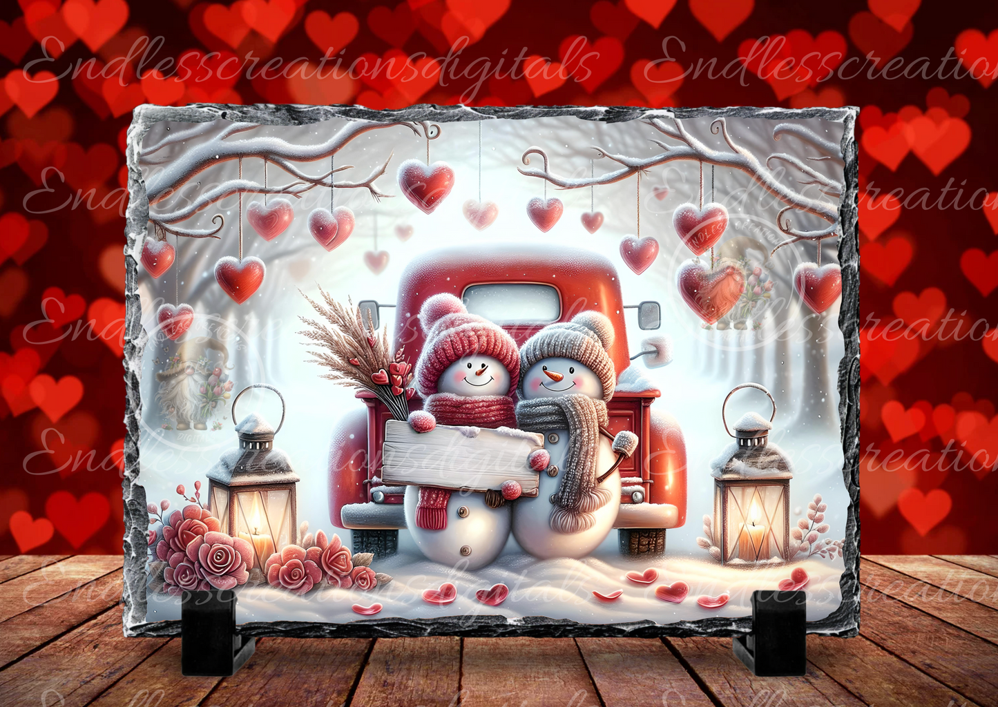 VALENTINES SNOWMAN COUPLE RECTANGLE/TINS