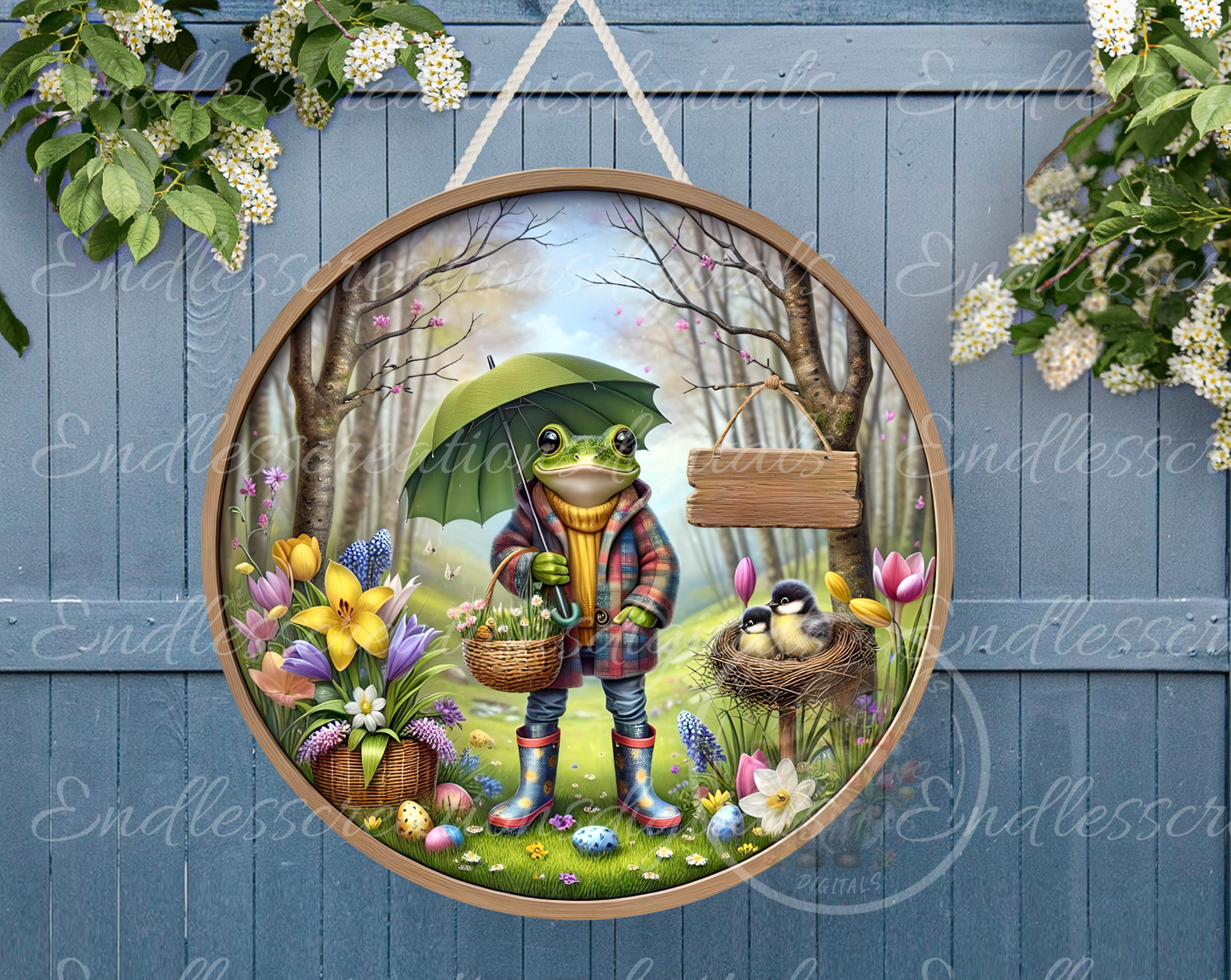 HELLO SPRING FROG ROUND