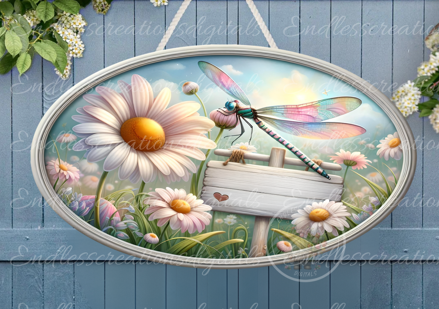 HOME SWEET HOME SPRING DRAGONFLY DIGITAL OVAL