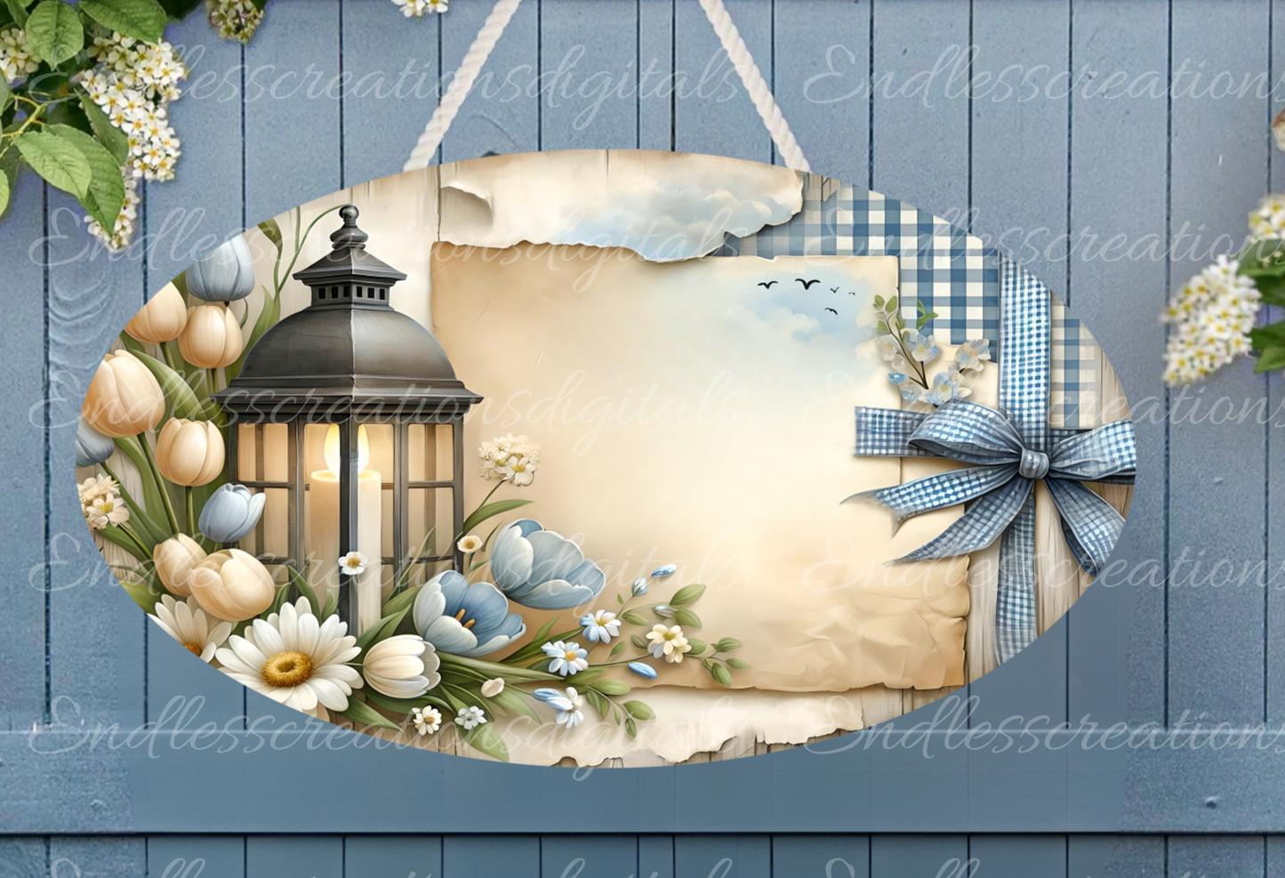 SPRING FLORAL LANTERN OVAL DIGITAL