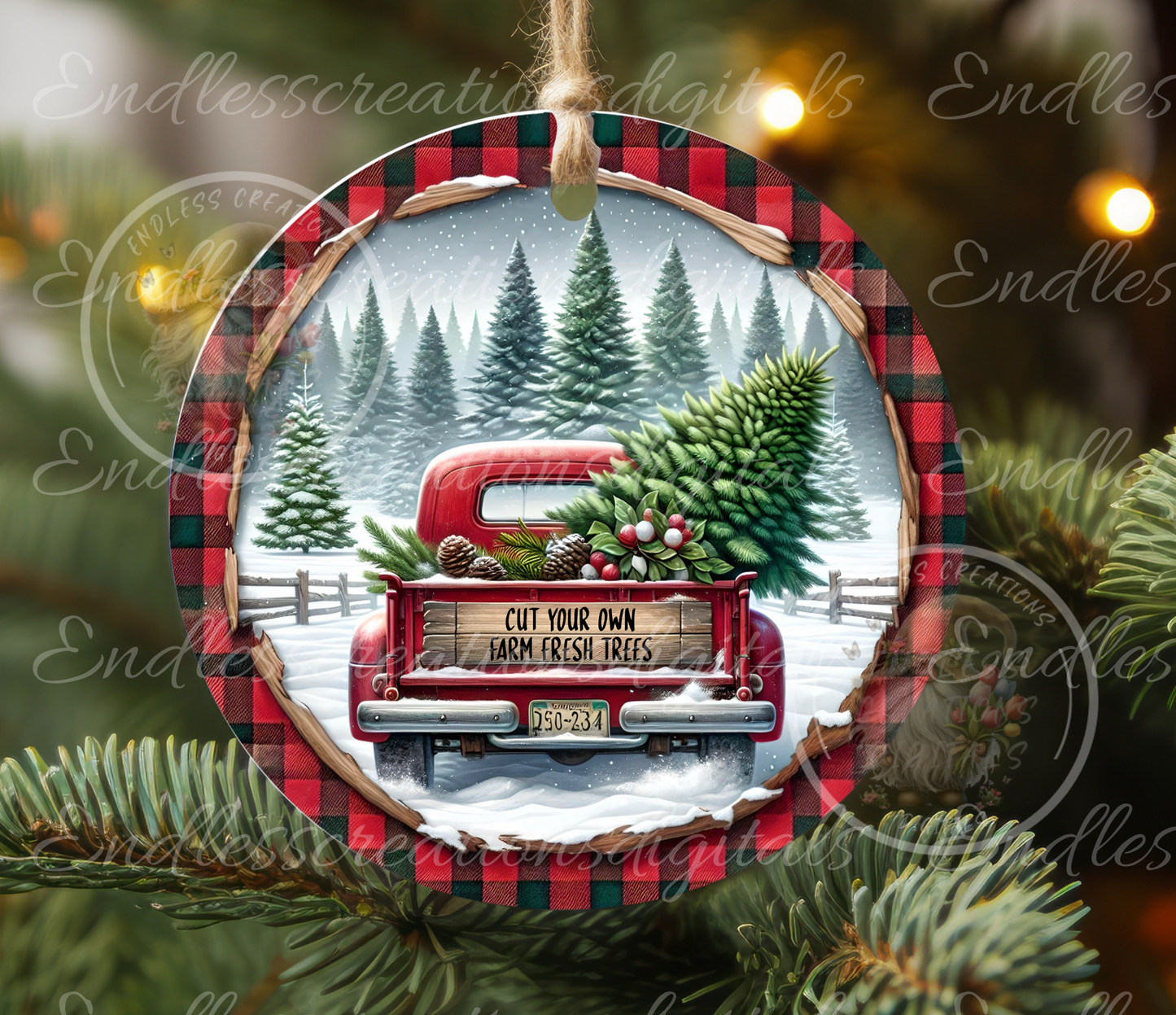 ROUND RED TRUCK CHRISTMAS TREES