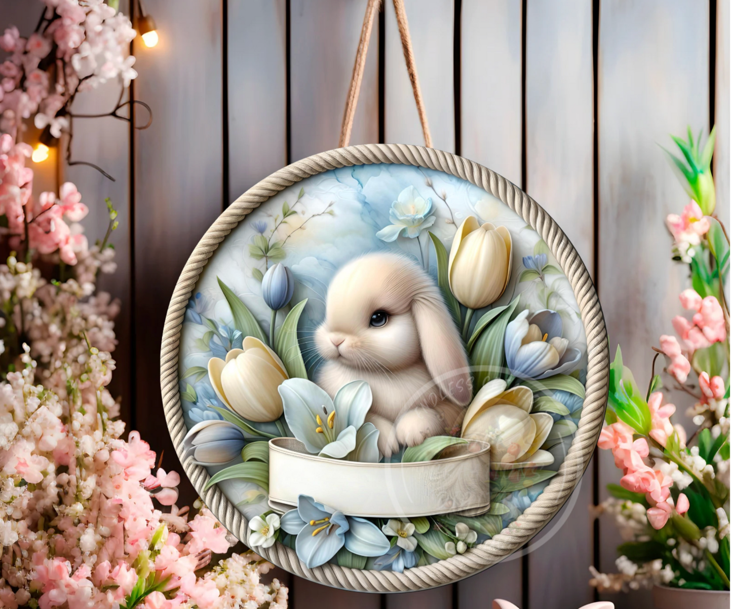HAPPY EASTER FLORAL BUNNY