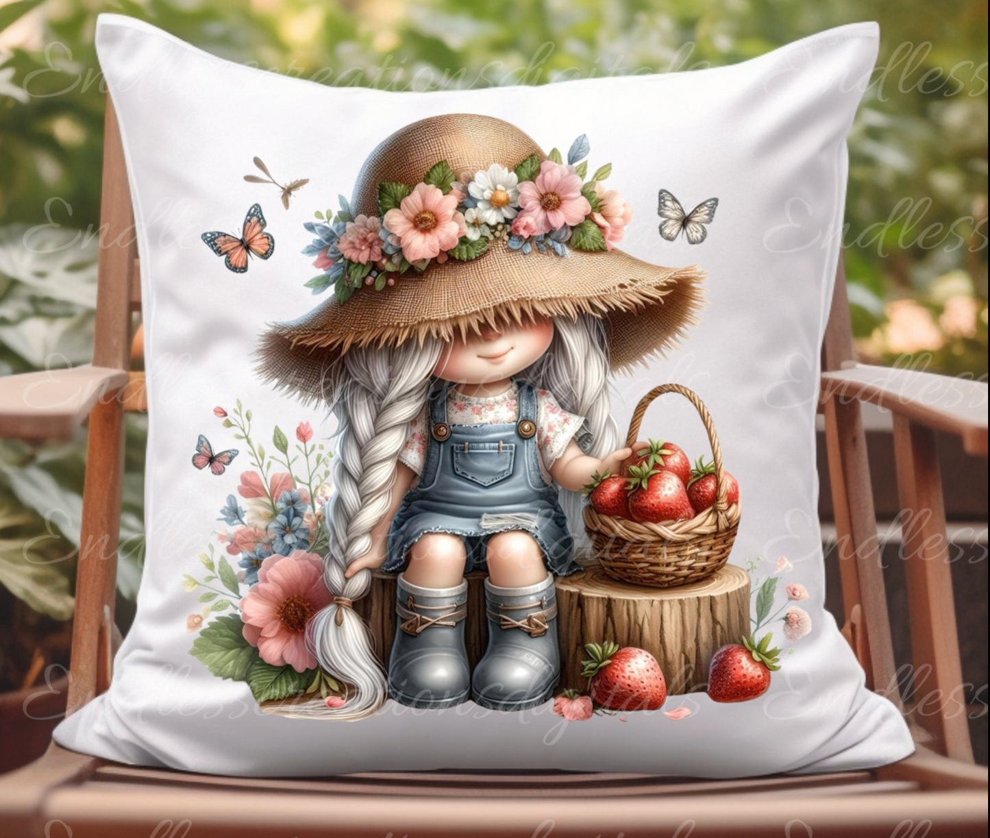 SUMMER STRAWBERRY GIRL GNOME TRANSPARENCY