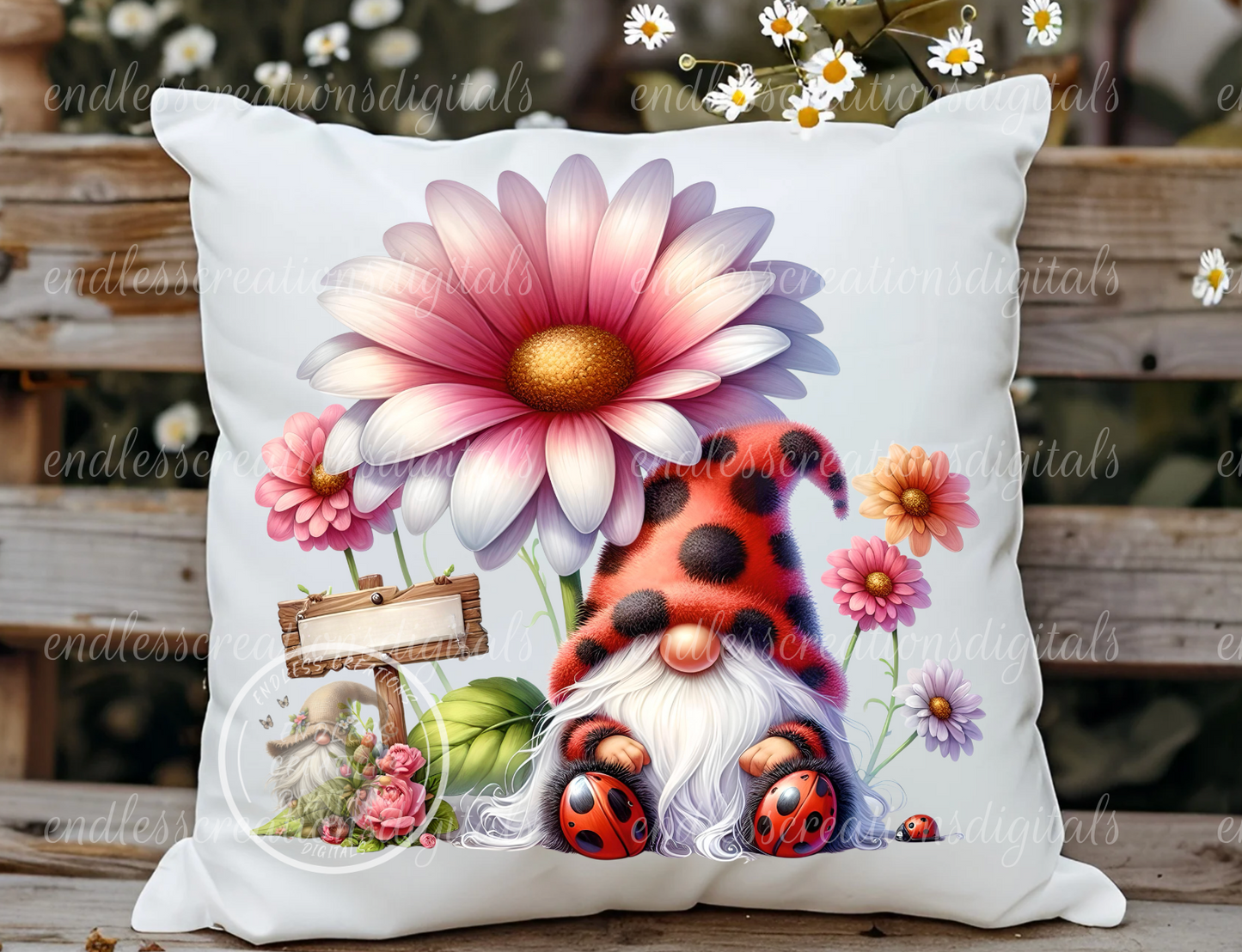 HOME SWEET HOME LADY BUG GNOME TRANSPARENCIES