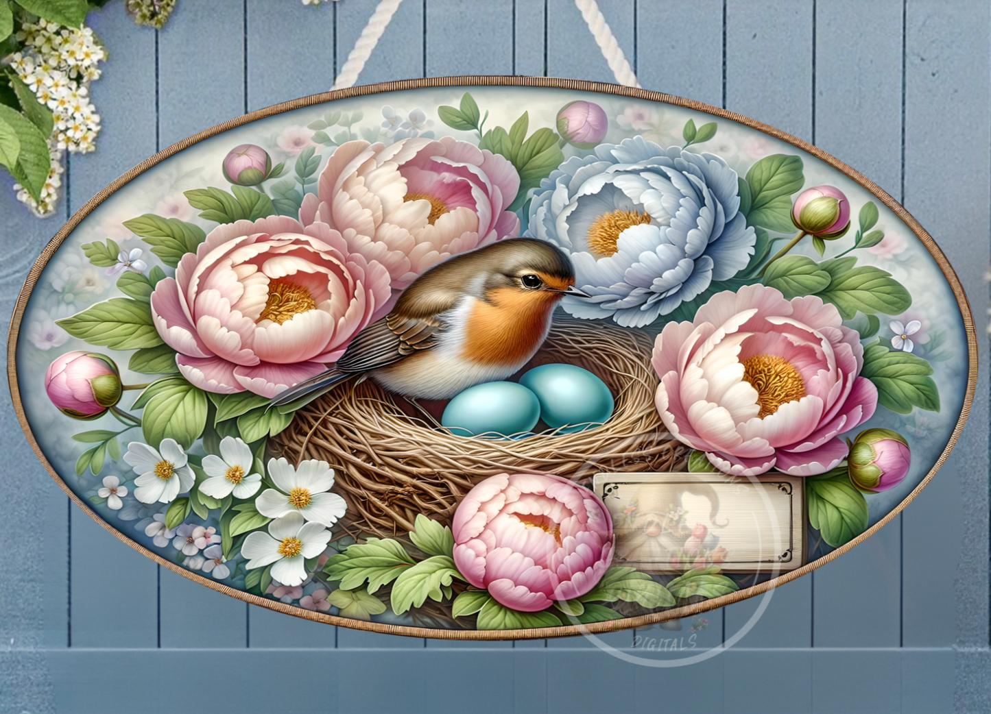 SPRING ROBIN FLORAL OVAL DIGITAL