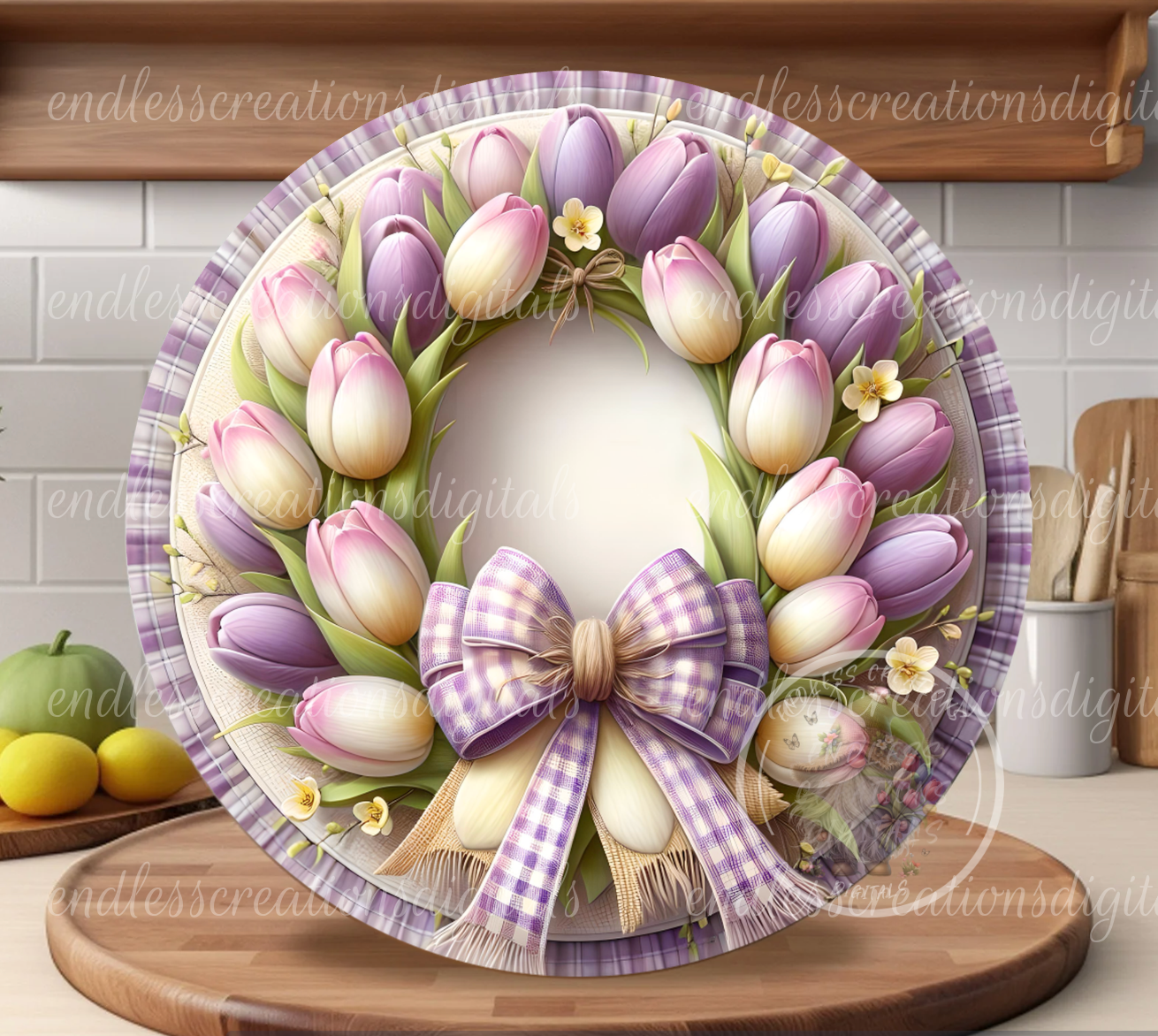 SPRING TULIP WREATH ROUND
