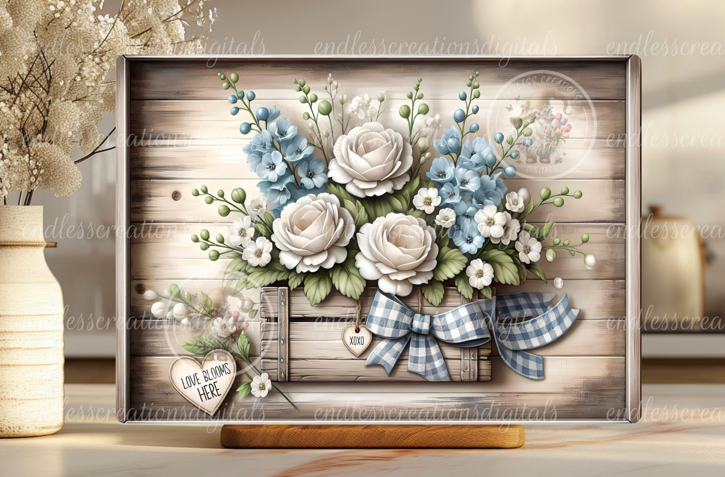 RUSTIC FLORAL PLANTER RECTANGLE