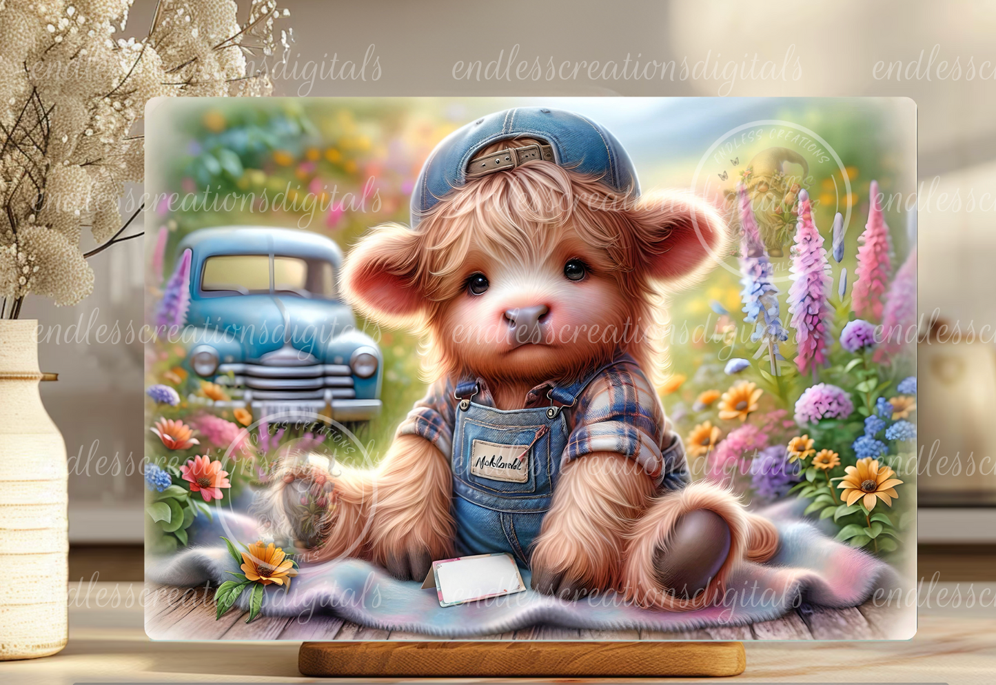 CUTE BABY HIGHLAND SUMMER FLORAL RECTANGLE