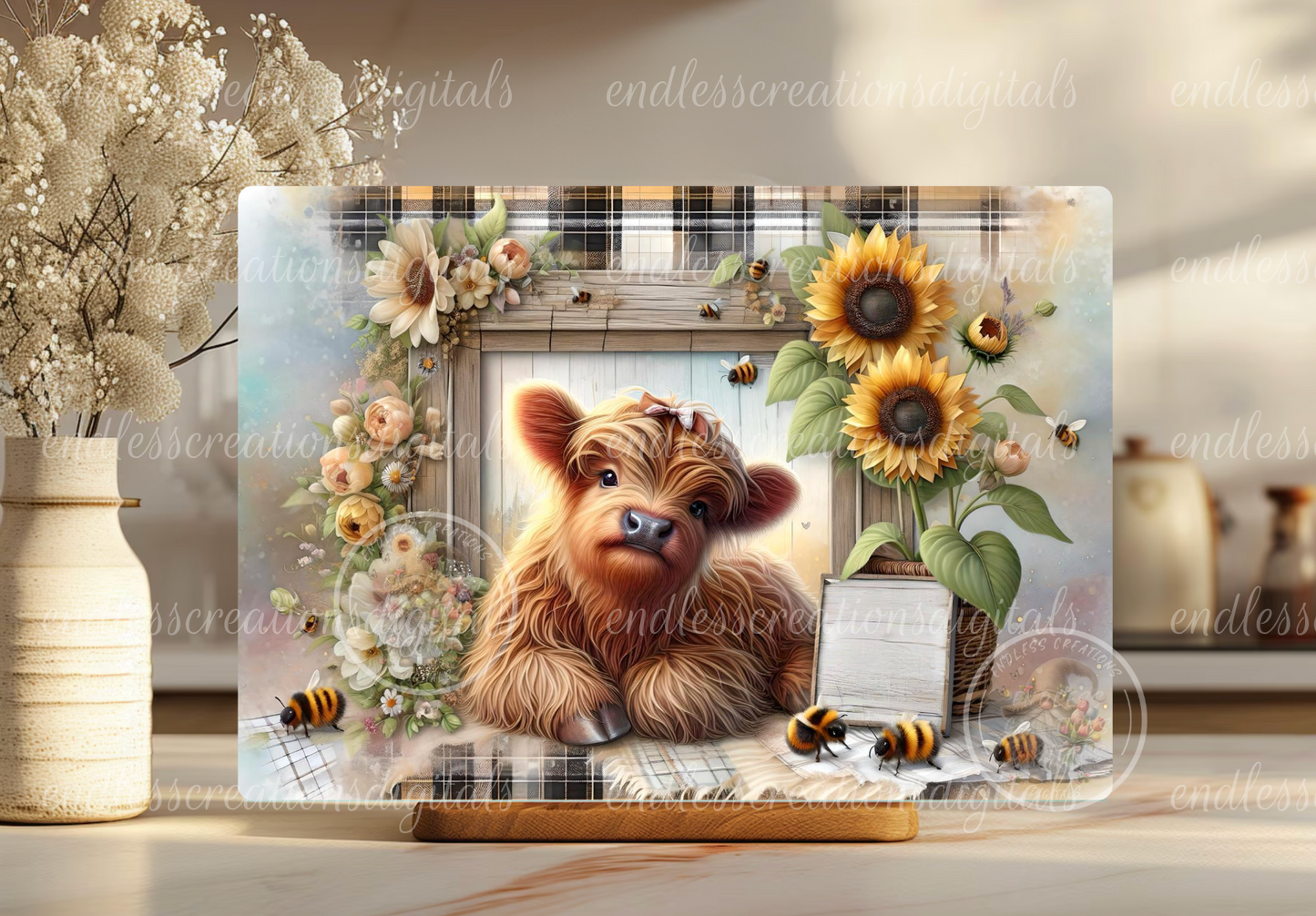 SUNFLOWER HIGHLAND COW
