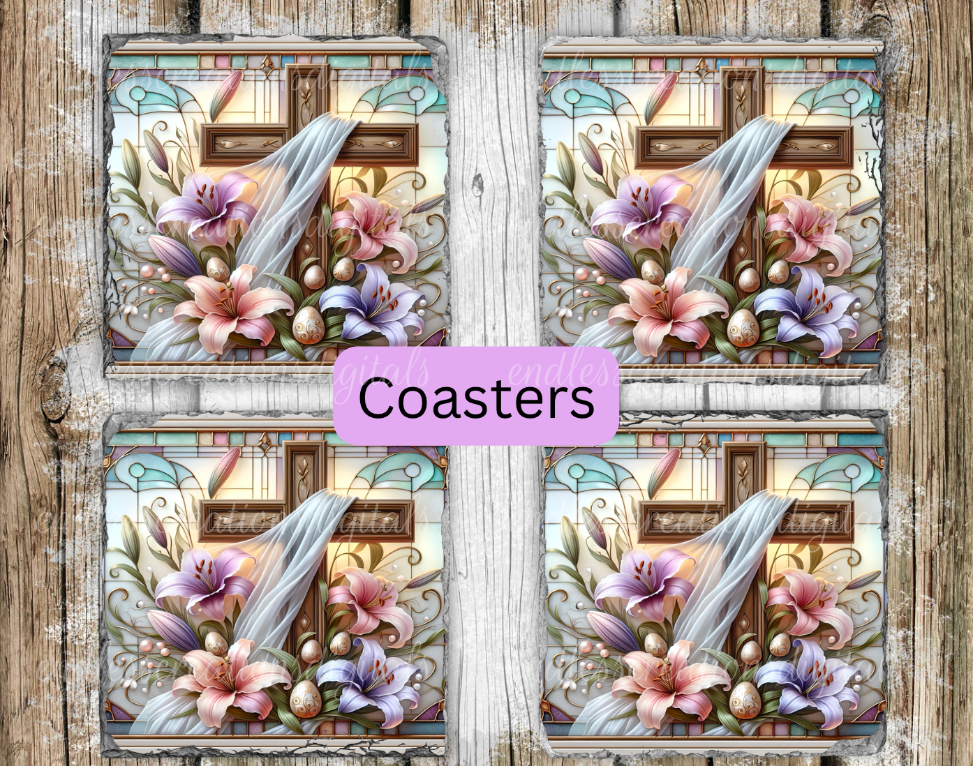 STAIN GLASS EASTER CROSS
