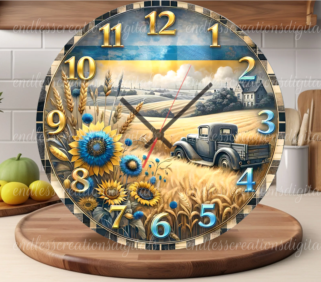 FLORAL TRUCK ROUND/CLOCK DESIGN