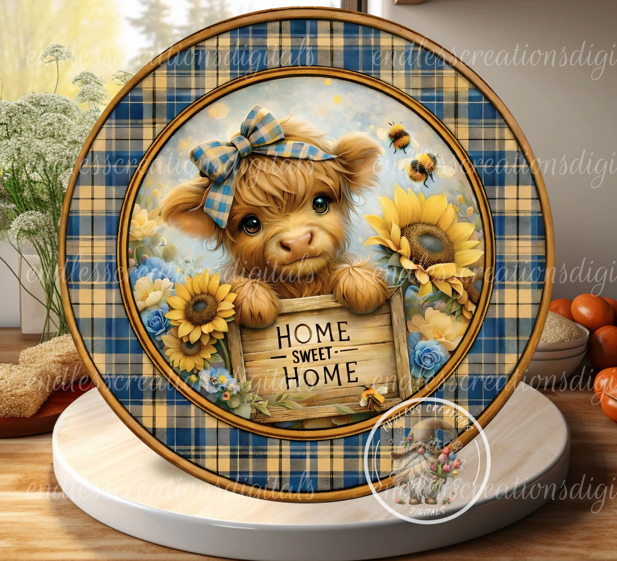 HOME SWEET HIGHLAND COW CLOCK DESIGN