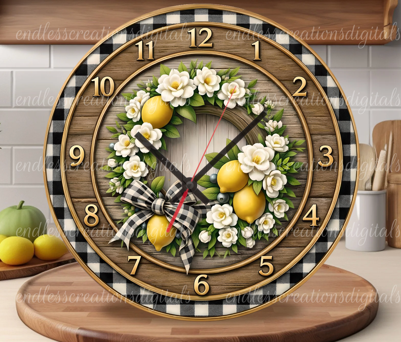 LEMON FLORAL ROUND CLOCK DESIGN BUNDLE OF 3