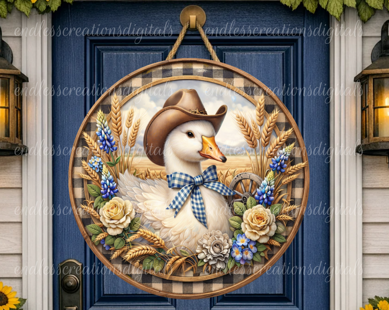 FLORAL COWBOY GOOSE ROUND/CLOCK DESIGN BUNDLE OF 3