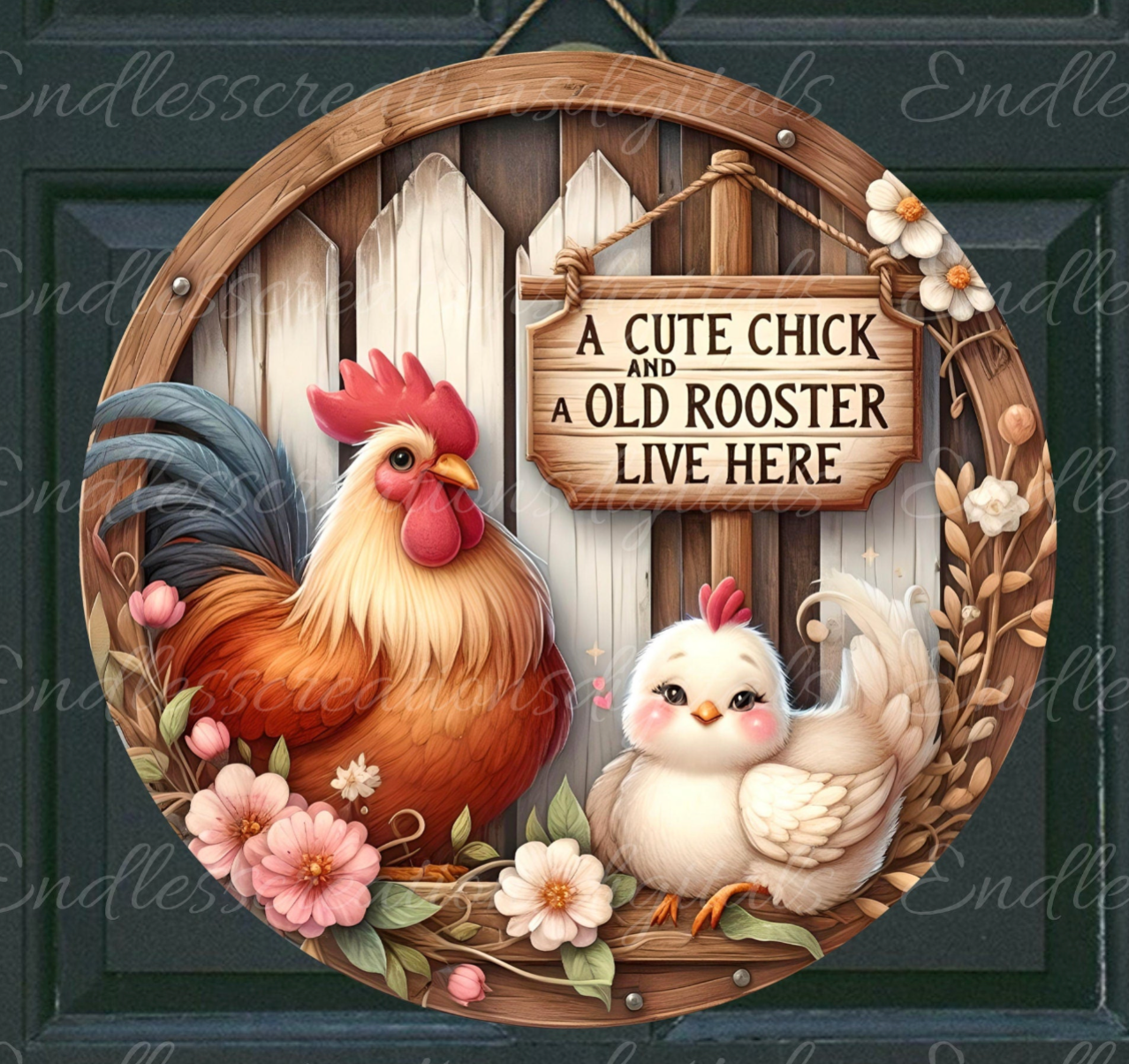 OLD ROOSTER CUTE CHICK 10" PHYSICAL ROUND