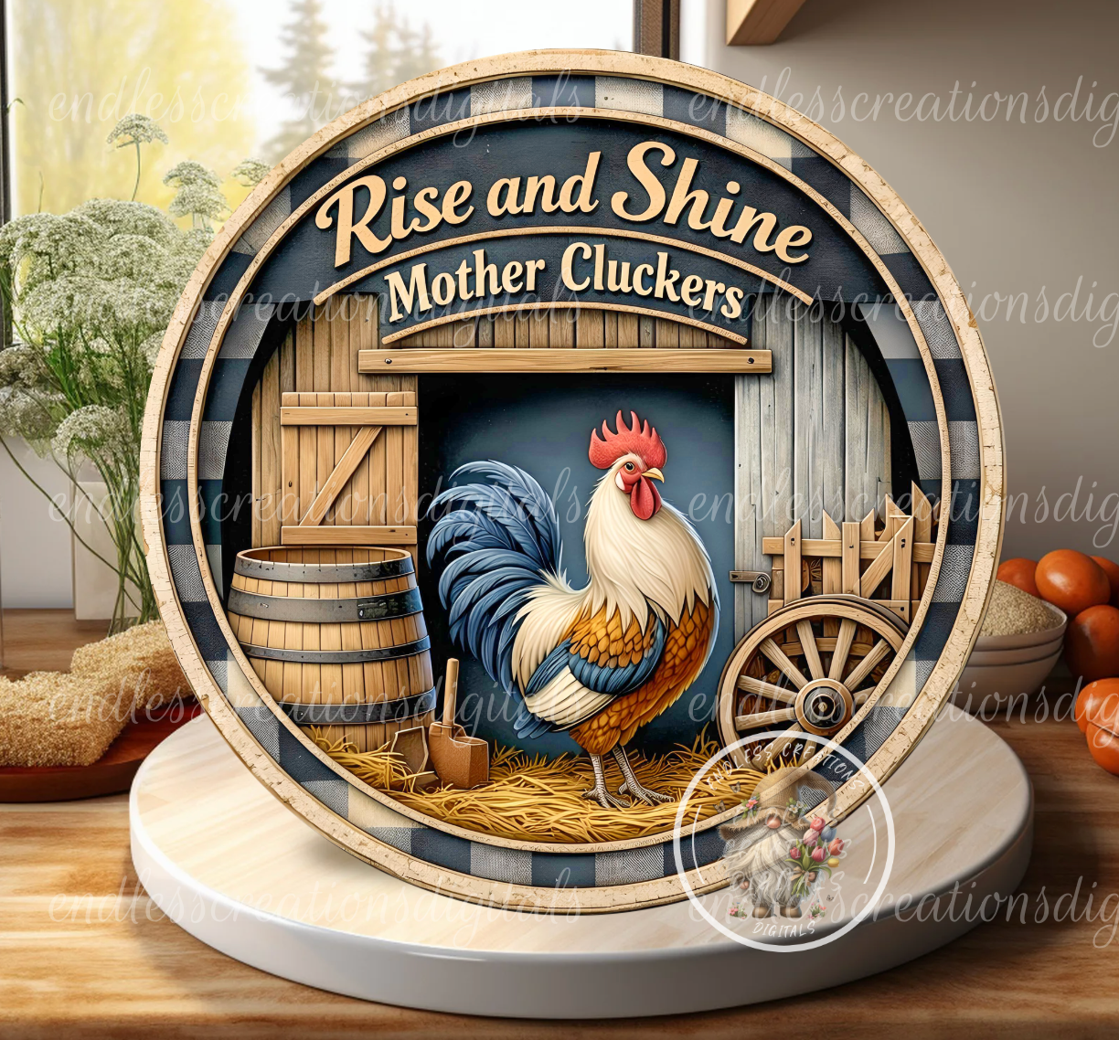 RISE AND SHINE ROUND/CLOCK DESIGN