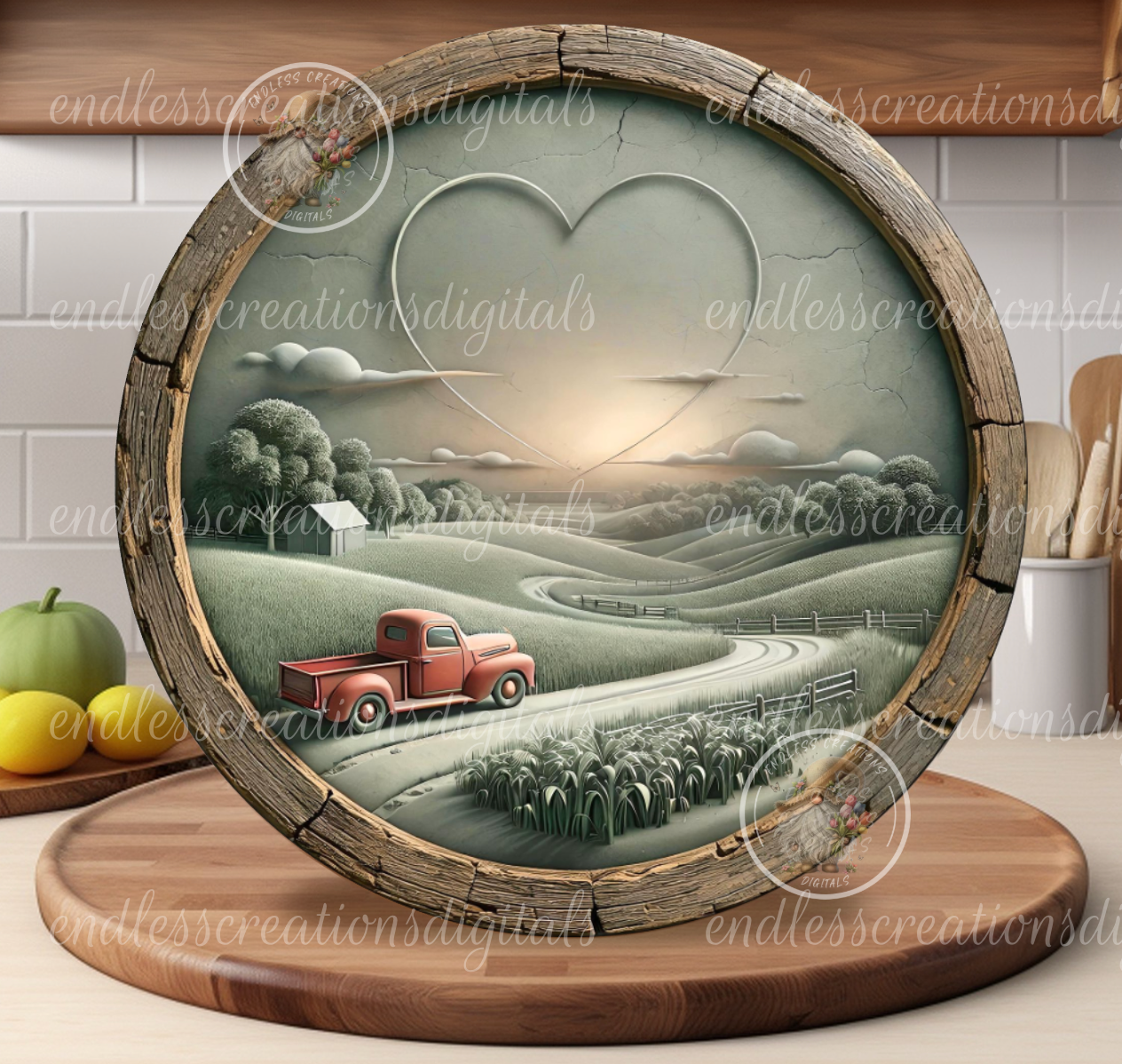 HEART LIKE A TRUCK ROUND/CLOCK DESIGN