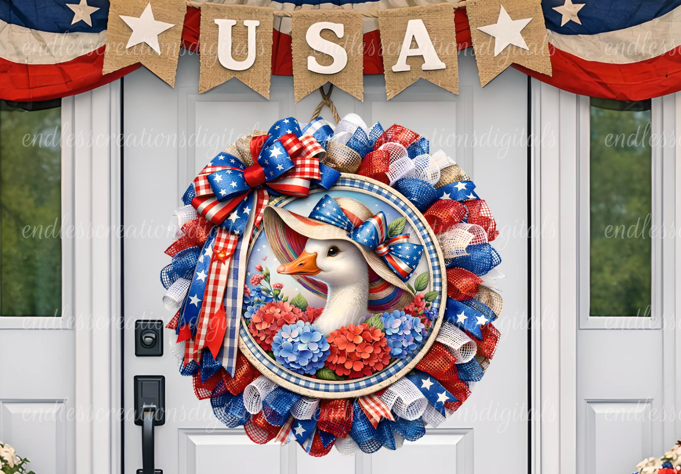 PATRIOTIC GOOSE ROUND/CLOCK DESIGN