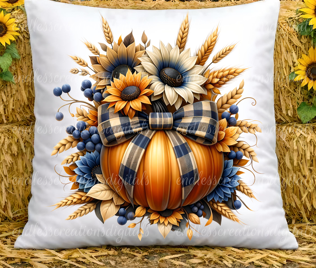 FLORAL FALL PUMPKIN ROUND/CLOCK DESIGN BUNDLE OF 3