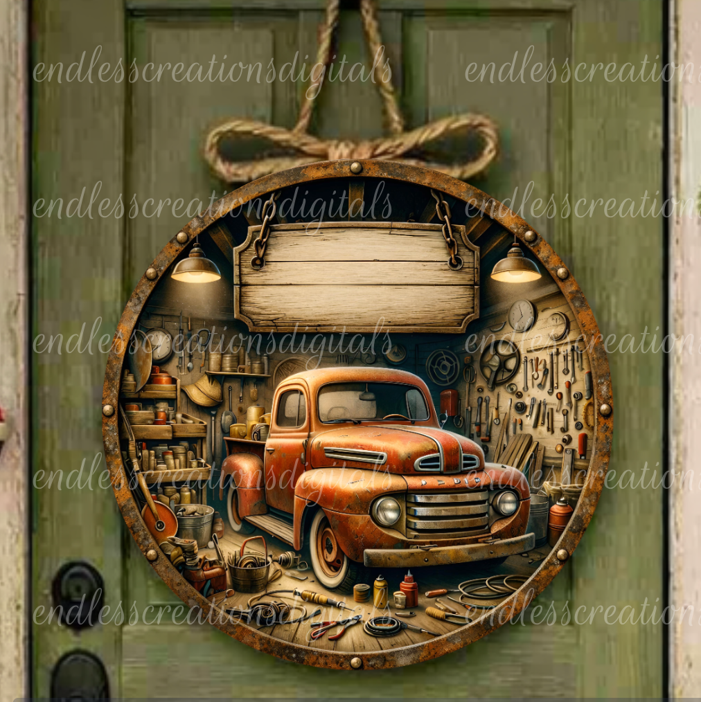 FATHERS DAY OLD TRUCK FIX IT SHOP ROUND/CLOCK DESIGN BUNDLE OF 5