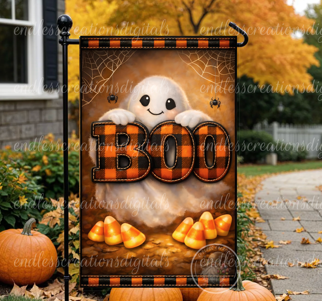 BOO HALLOWEEN GARDEN FLAG