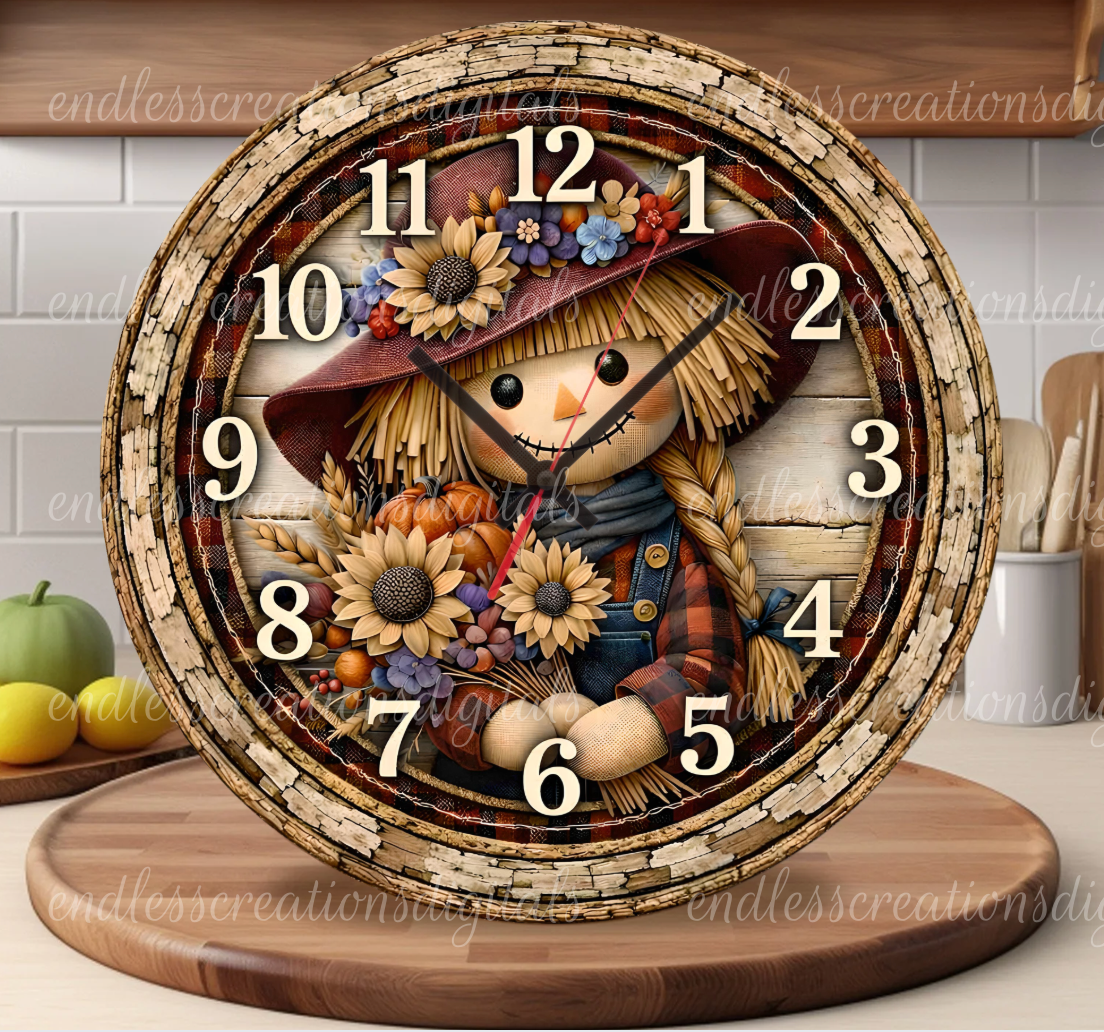 FALL SCARECROW ROUND/CLOCK DESIGN BUNDLE OF 3