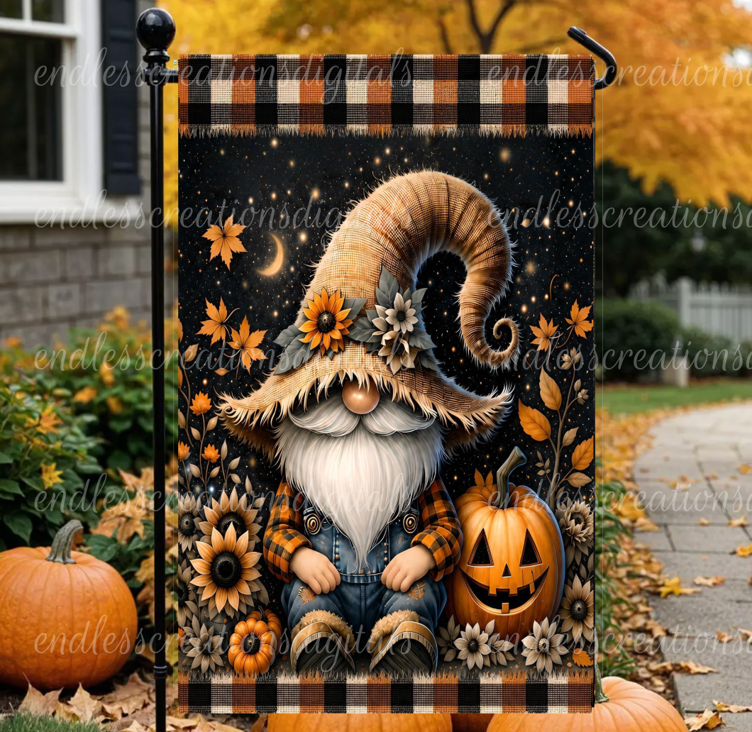 HAPPY FALL GNOME GARDEN FLAG