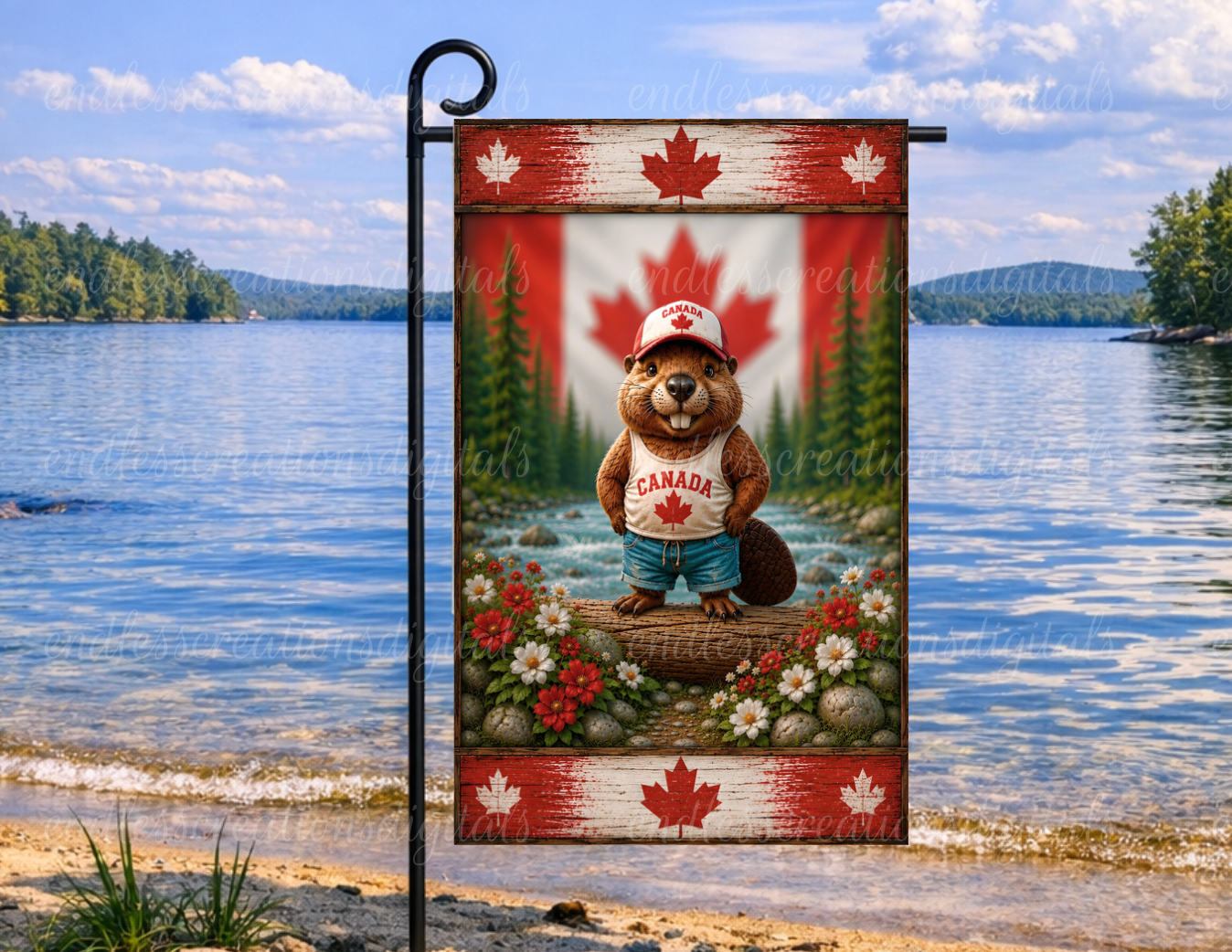 CANADA BEAVER GARDEN FLAG