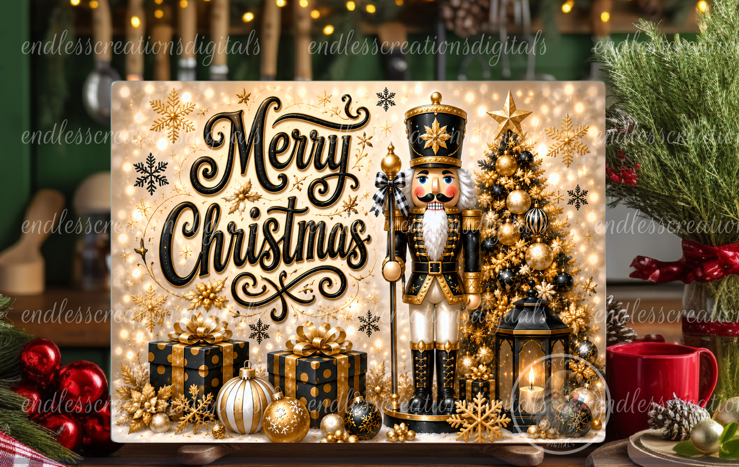 MERRY CHRISTMAS NUTCRACKER CUTTING BOARD DESIGN