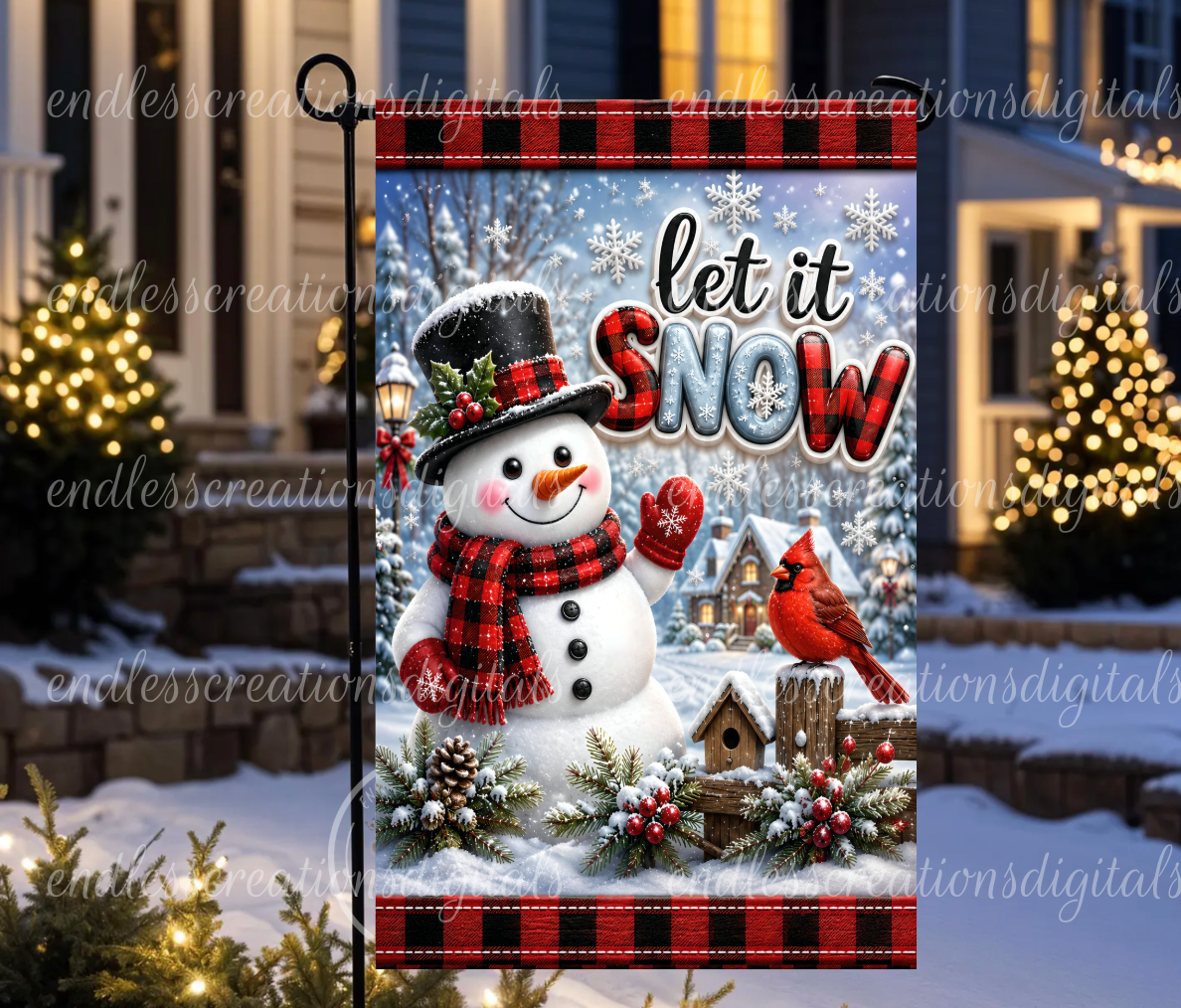 LET IT SNOW ROUND/GARDEN FLAG DESIGN BUNDLE OF 2