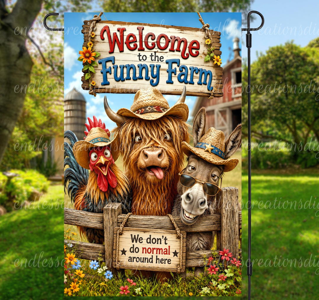 FUNNY FARM GARDEN FLAG