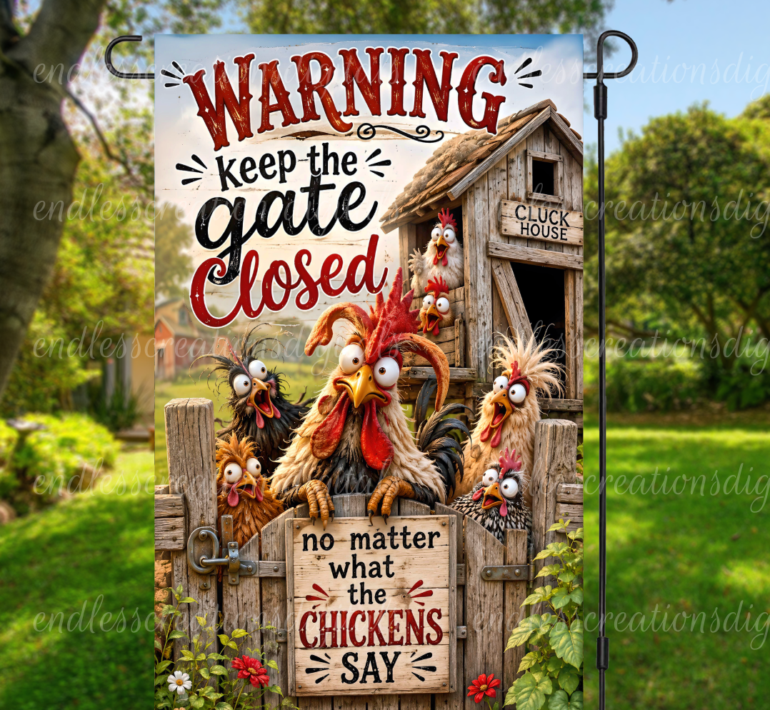 CHICKEN WARNING ROUND/CLOCK DESIGN BUNDLE OF 2