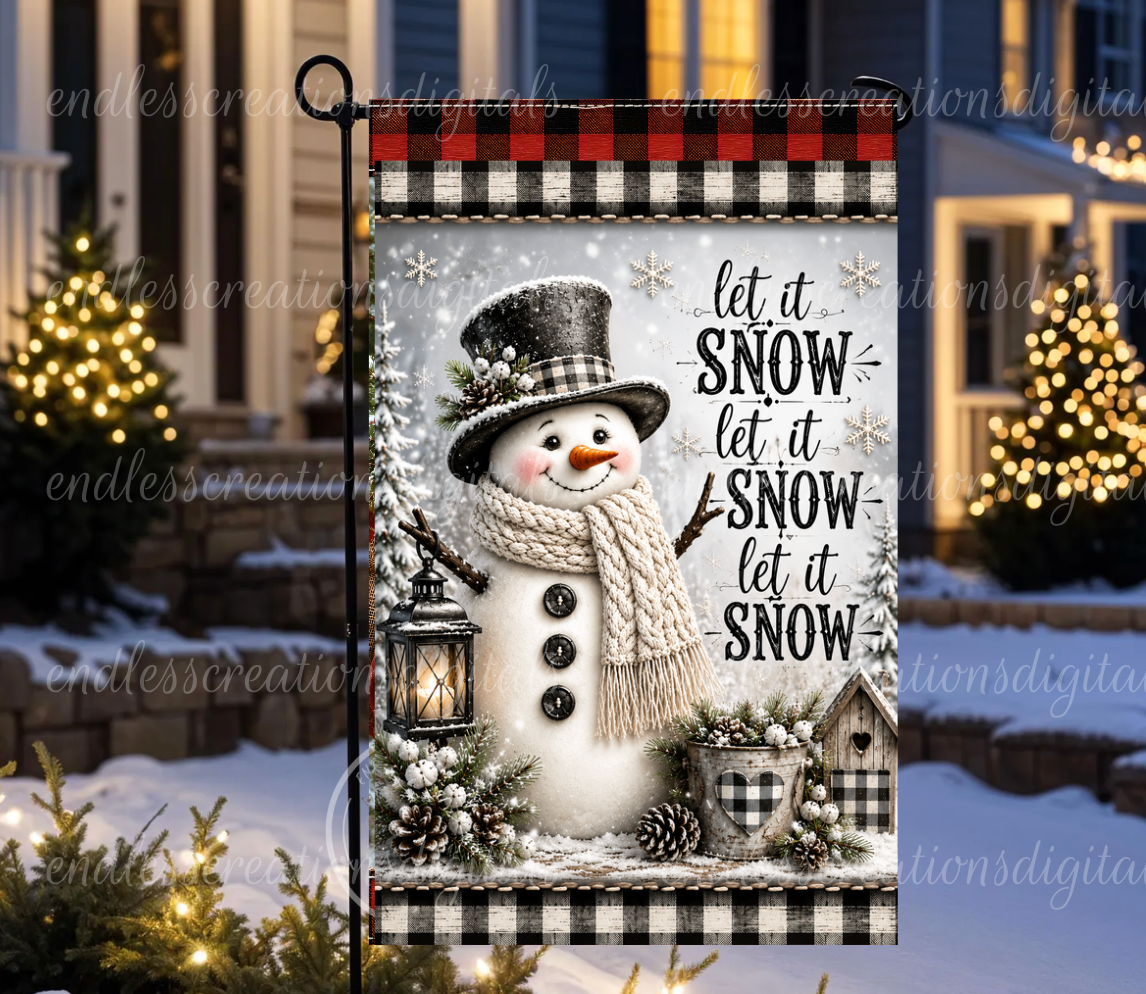 LET IT SNOW ROUND/GARDEN FLAG BUNDLE OF 2
