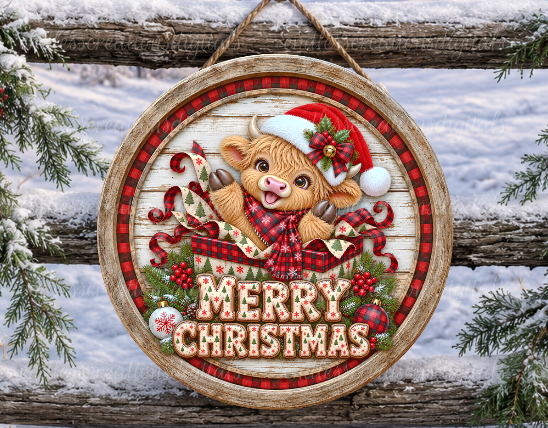 MERRY CHRISTMAS COW ROUND ONLY