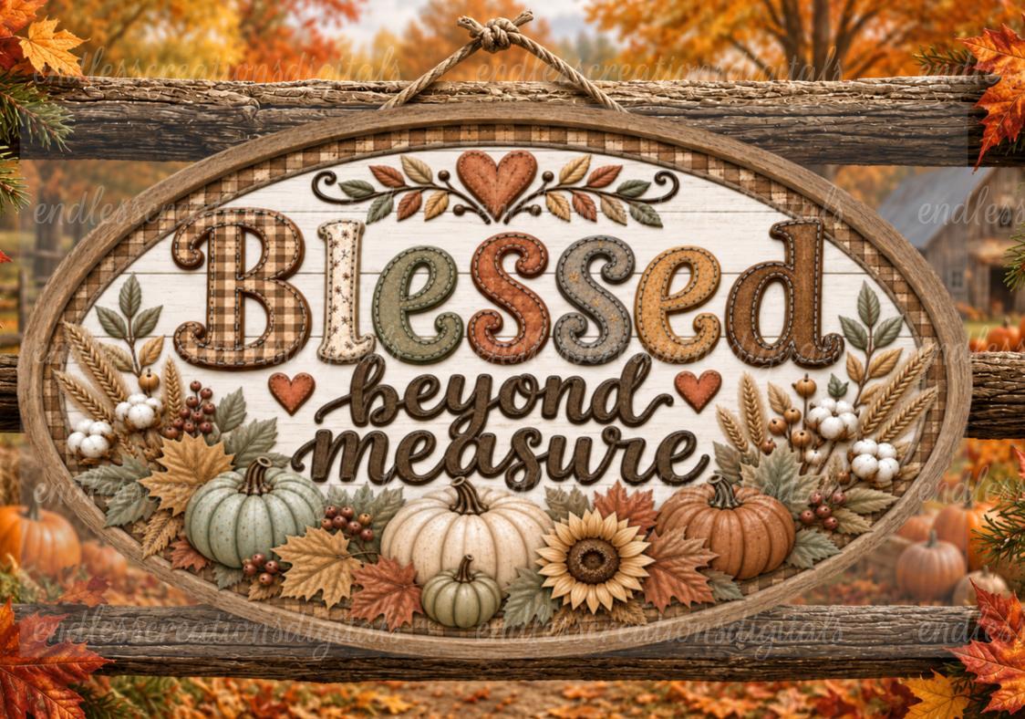 BLESSED BEYOND FALL OVAL DESIGN