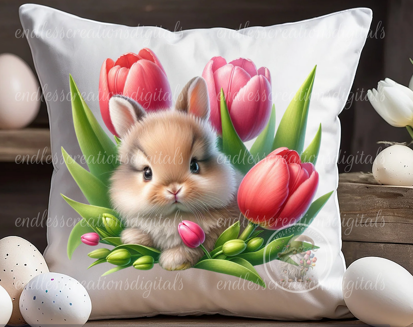 CUTE SPRING BUNNIES BUNDLE OF 6 DESIGNS WITH TEXT