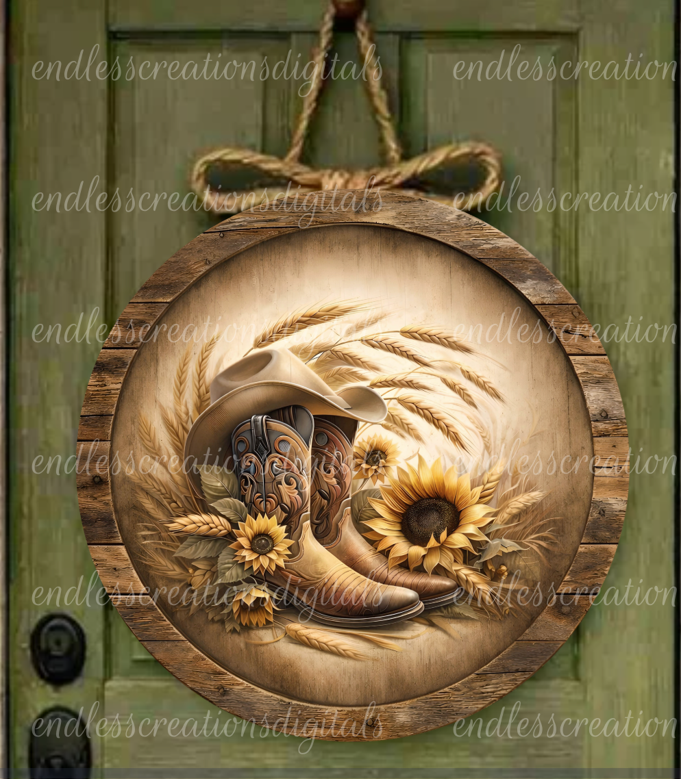 COWBOY TAKE ME AWAY ROUND/CLOCK DESIGN BUNDLE OF 4