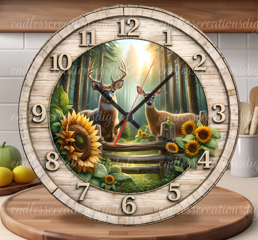 FOREST DEER COUPLE ROUND/CLOCK DESIGN