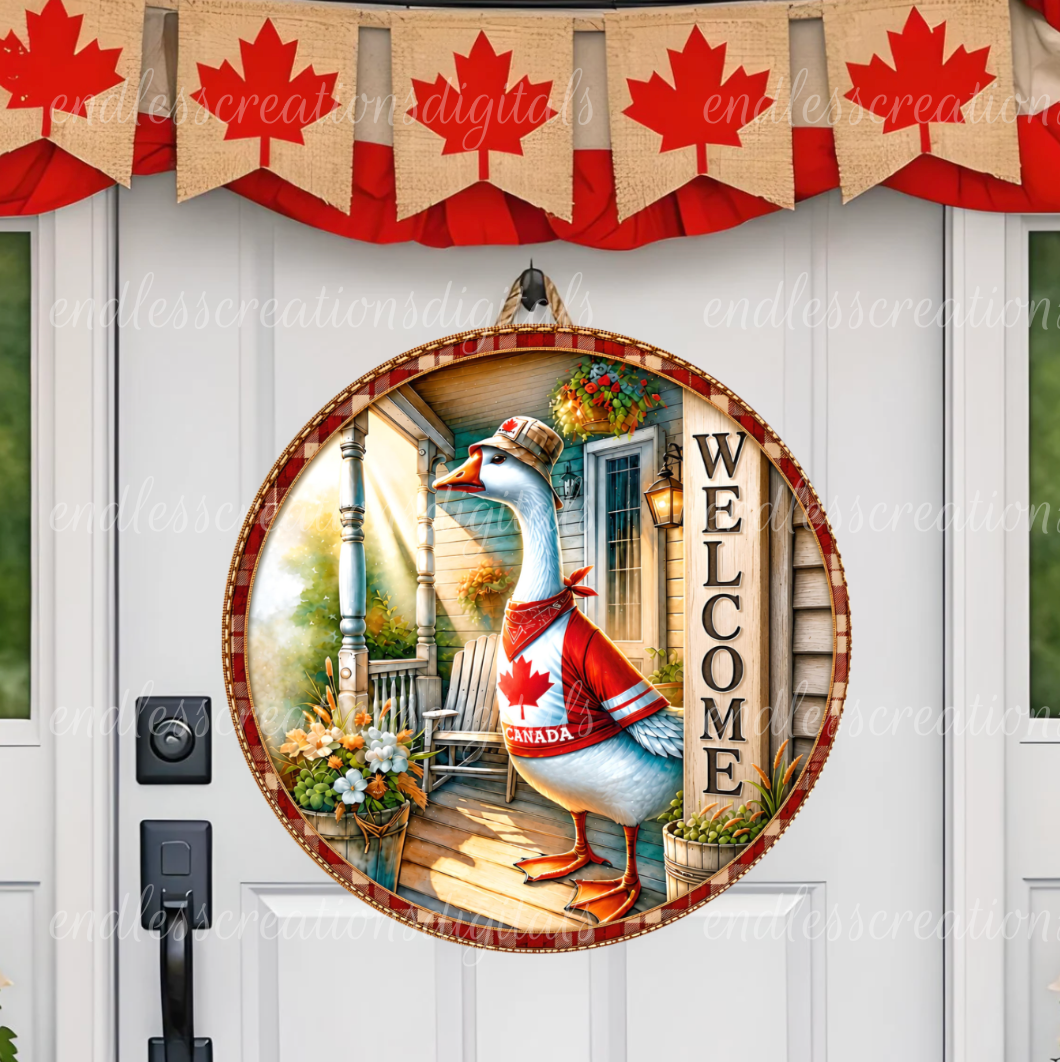 CANADA PORCH GOOSE GARDEN FLAG AND ROUND