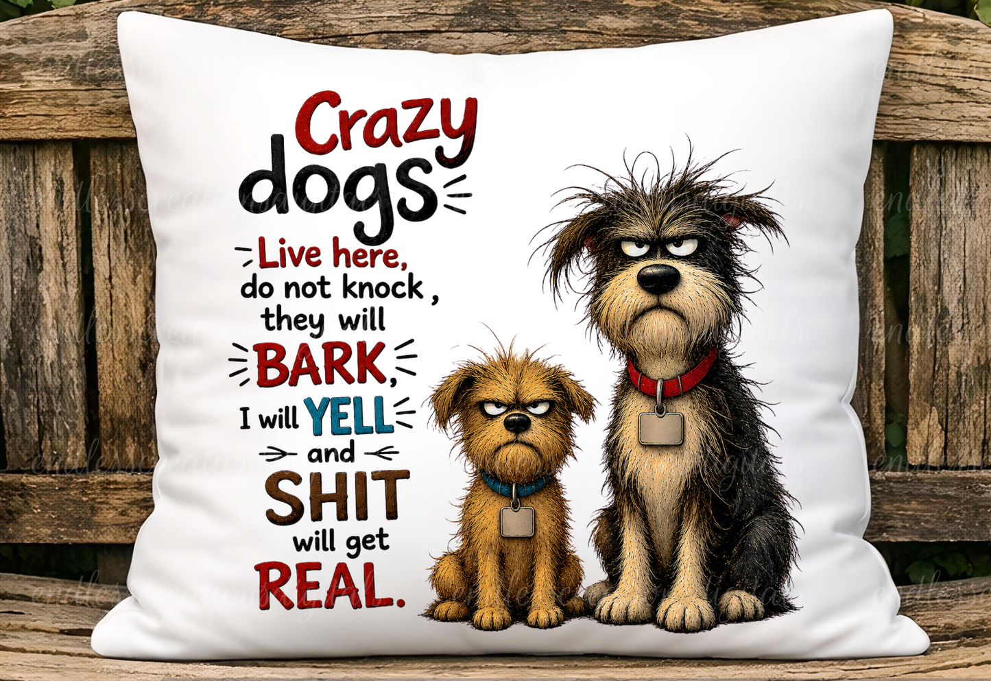 CRAZY DOGS ROUND/GARDEN FLAG BUNDLE OF 3