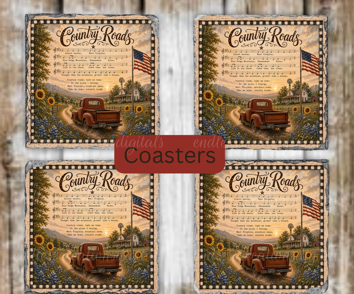 COUNTRY ROADS ROUND/CLOCK DESIGN BUNDLE OF 5