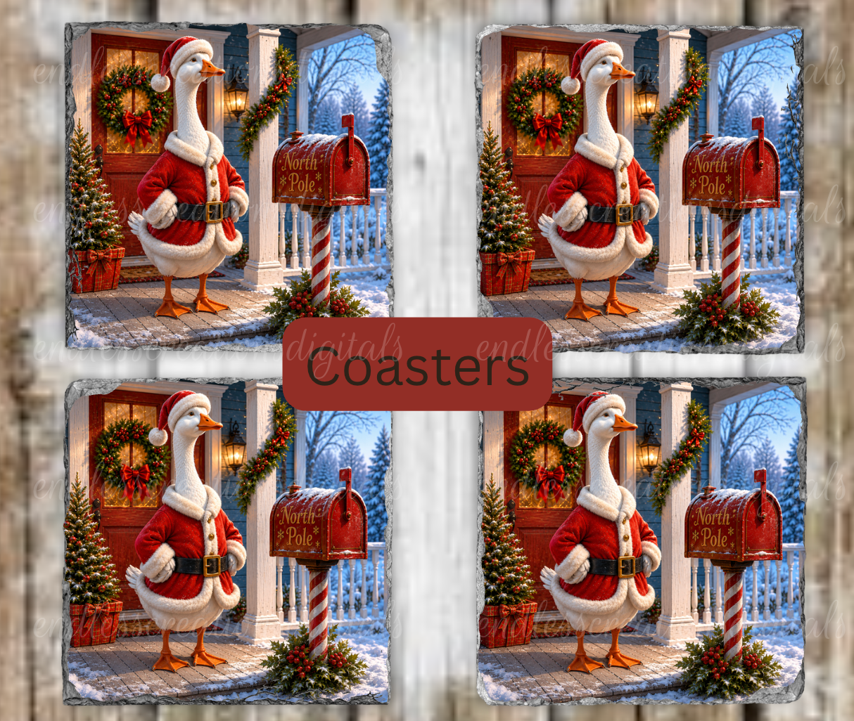 MERRY CHRISTMAS GOOSE ROUND/CLOCK DESIGN BUNDLE OF 6